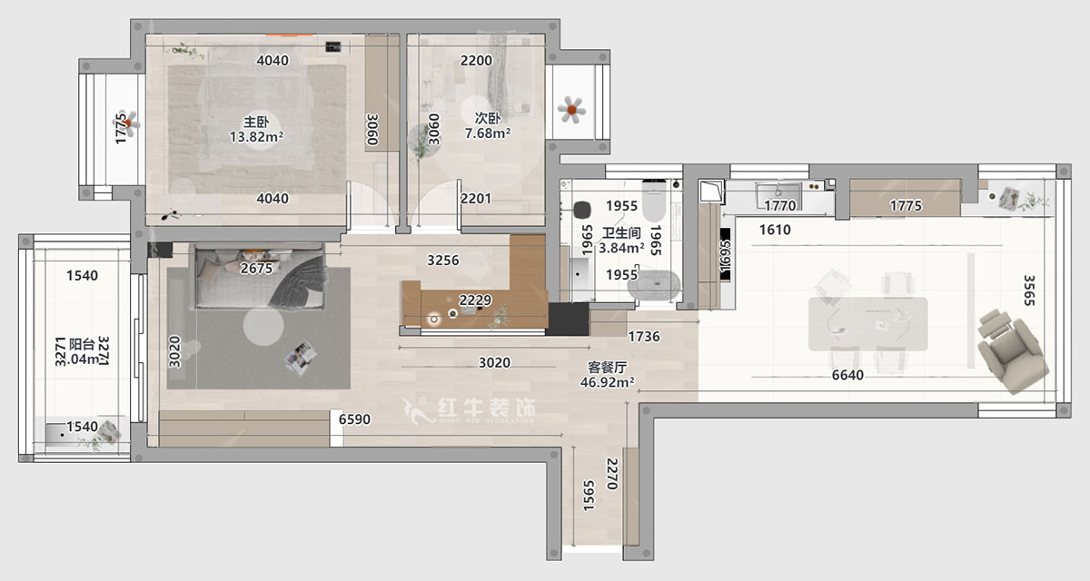 刘萍萍｜汇景园A203-90㎡-现代简约风格｜2室2厅1卫｜新房装修｜定制家｜全包12